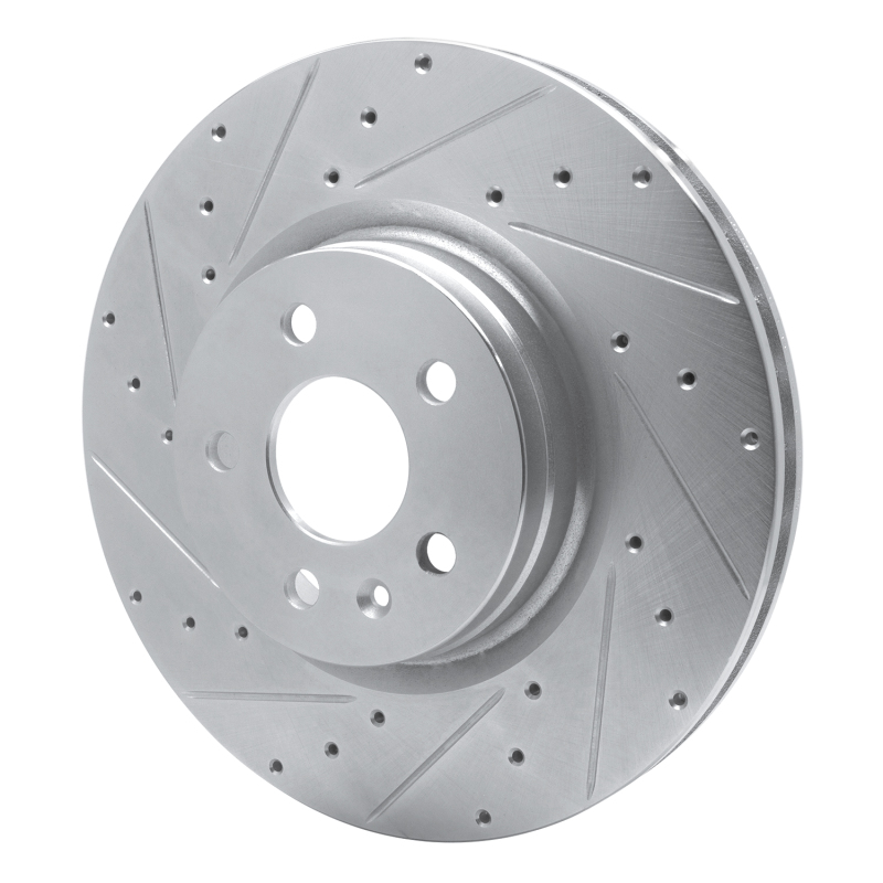 Tesla Model S Brake Rotor (1) - Front Left - R1 Concepts - Drilled & Slotted - Silver - `12-`21